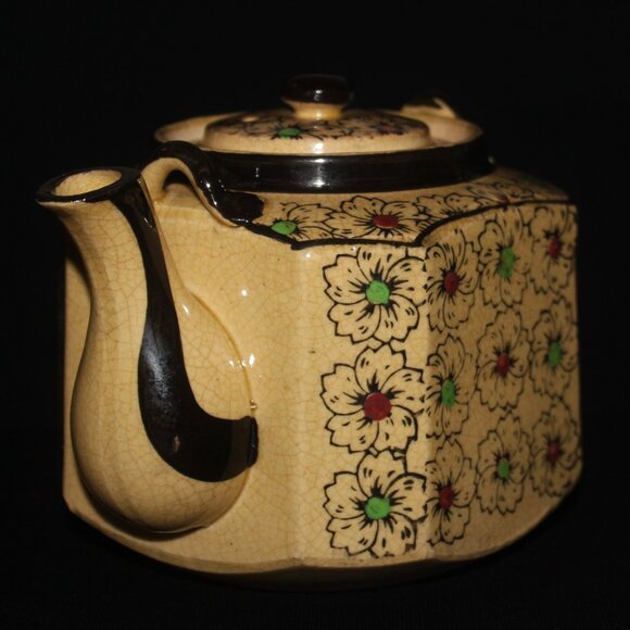 Cube Japanese Hand Painted Teapot | Vintage Tea Pot - Picture 1 of 9